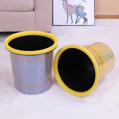 Round uncovered decal plastic trash can (4)
