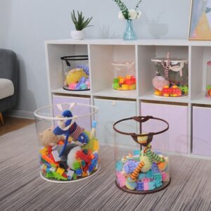 2024 Customized High Transparency TPU Plastic Storage Bucket with Lid, Portable Round Bucket