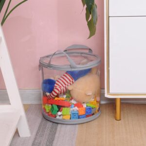 2024 Customized High Transparency TPU Plastic Storage Bucket with Lid, Portable Round Bucket
