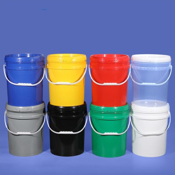 20L round plastic bucket with easy open lid for chemicals and paint storage
