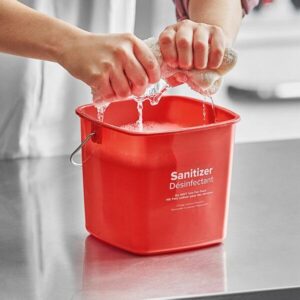 HDPE Square Sanitizing Cleaning Bucket – 3/6/8 Quarts with Spout and Fill Lines