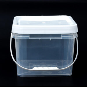 Custom 8L 10L Clear Square Transparent Food Grade PP Plastic Bucket with Lid
