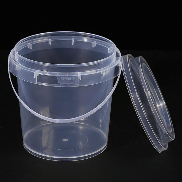 Custom 8L 10L Clear Square Transparent Food Grade PP Plastic Bucket with Lid