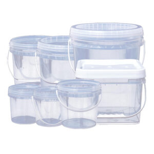 Custom 8L 10L Clear Square Transparent Food Grade PP Plastic Bucket with Lid