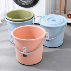 Haogle Factory Direct Sale Plastic Water Bucket with Handle for Cleaning (Blue, Green, Pink)