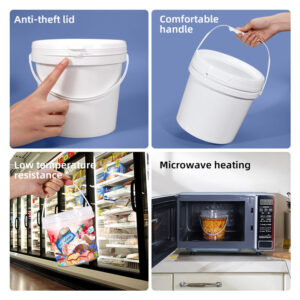 Clear Food Grade Plastic Bucket with Handle for Water Storage