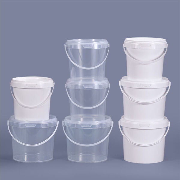 Transparent Food Grade PP Round Bucket with Plastic Handle (300ml-5L)