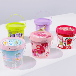  Transparent Food Grade PP Round Bucket with Plastic Handle (300ml-5L)