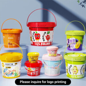  Transparent Food Grade PP Round Bucket with Plastic Handle (300ml-5L)