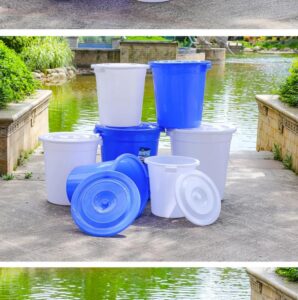 Large Capacity Round Plastic Storage Bucket for Water, Food-Grade