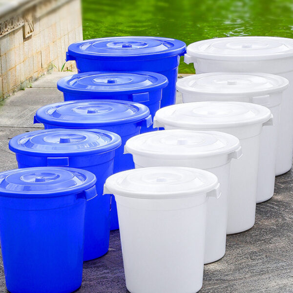 Large Capacity Round Plastic Storage Bucket for Water, Food-Grade