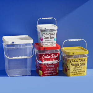 Custom White Transparent Square Plastic Bucket with Lid – Food Grade & Leakproof