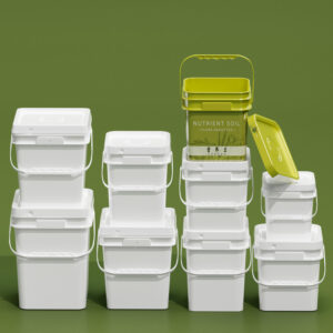 Custom White Transparent Square Plastic Bucket with Lid – Food Grade & Leakproof