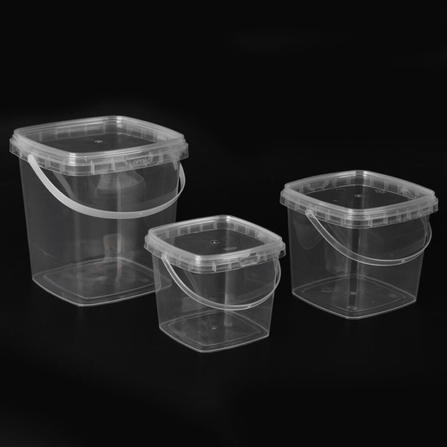 Clear plastic bucket cup for tea