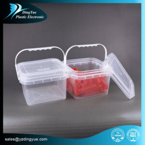 Transparent round plastic bucket with lid