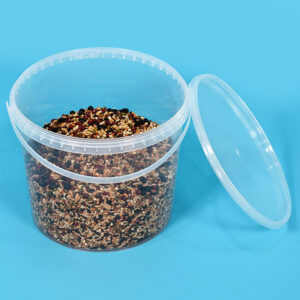 transparent plastic food bucket with lid