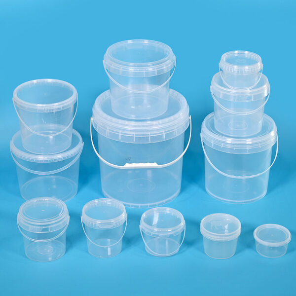 transparent plastic food bucket with lid