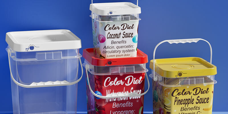 transparent plastic bucket with lid